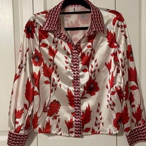 OrderPlus Women’s Silky Long Sleeve Blouse Size M